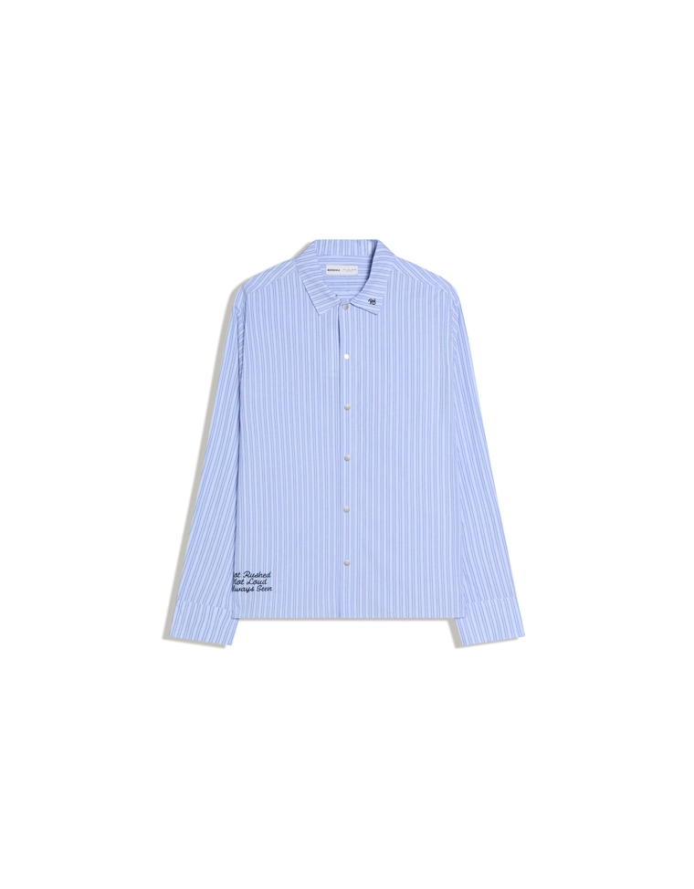 Рубашка геометрического кроя в полоску с вышивкой