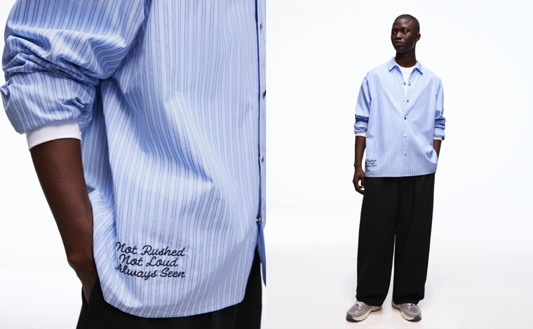 Рубашка геометрического кроя в полоску с вышивкой