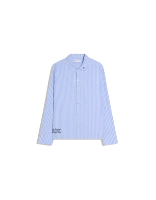 Рубашка геометрического кроя в полоску с вышивкой- Заказать в России