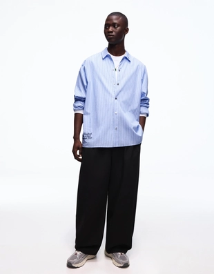 Рубашка геометрического кроя в полоску с вышивкой- Заказать в России