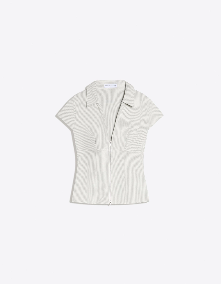 Рубашка с короткими рукавами на молнии