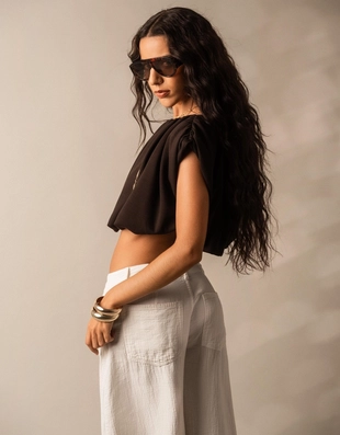 Джинсы-бананы с широкими штанинами и низкой посадкой- Заказать в России