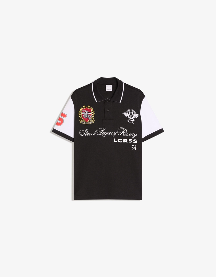 Поло с короткими рукавами и принтом