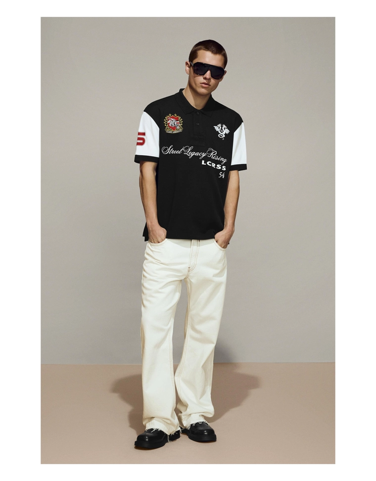 Поло с короткими рукавами и принтом