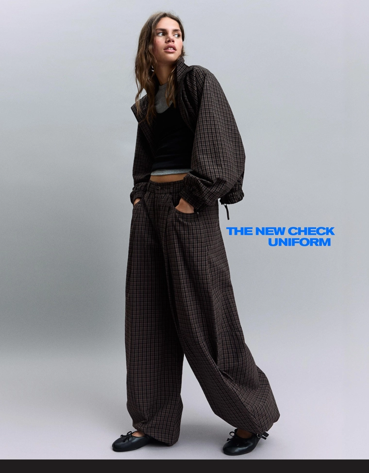 Брюки-парашюты в клетку