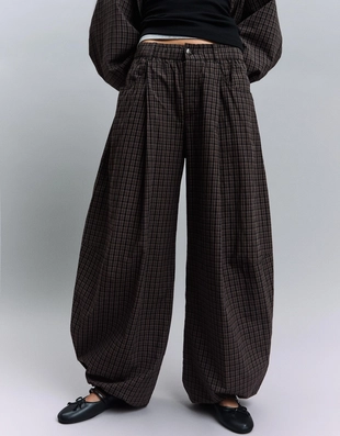 Брюки-парашюты в клетку- Заказать в России