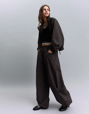 Брюки-парашюты в клетку- Заказать в России