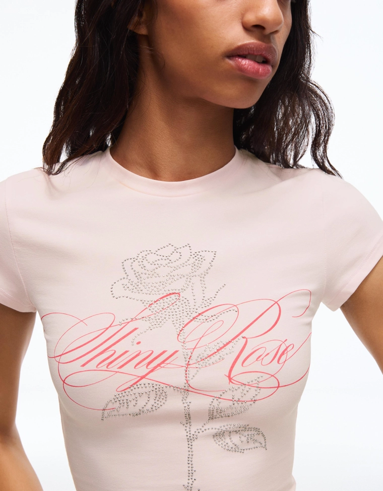 Футболка с короткими рукавами и отделкой strass