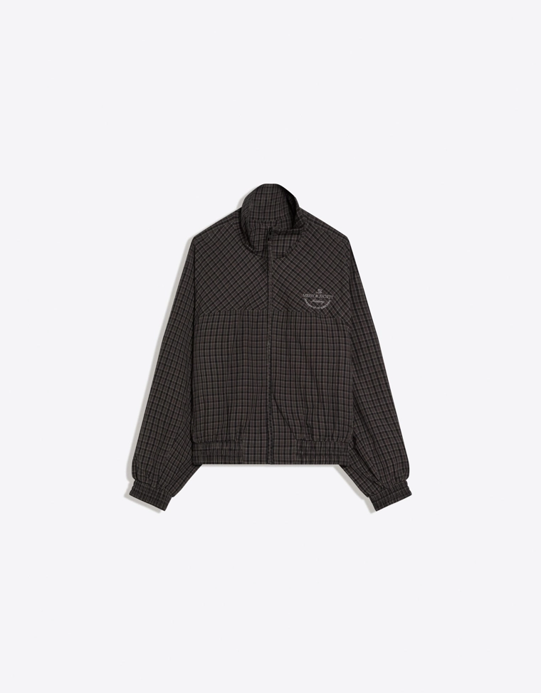 Куртка в клетку с принтом