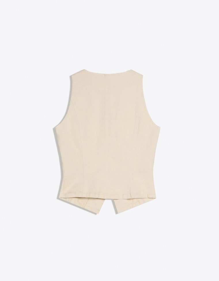 Джинсовый жилет с деталями из страз и пуговицами