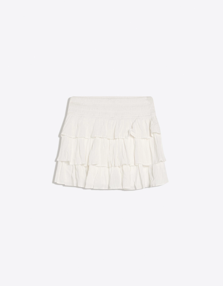 Мини-юбка из ткани с блестящей нитью с воланом