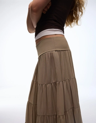 Юбка миди с поясом- Заказать в России