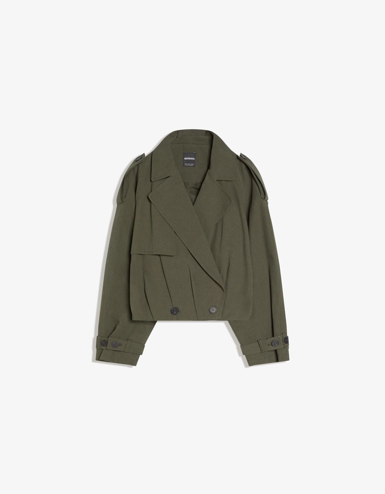 Укороченный тренч с рукавами-фонариками