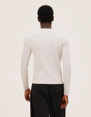 Свитер с воротником на пуговицах и принтом- Заказать в России