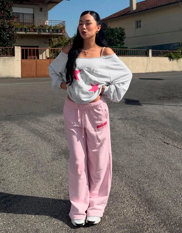 Широкие плюшевые брюки с принтом