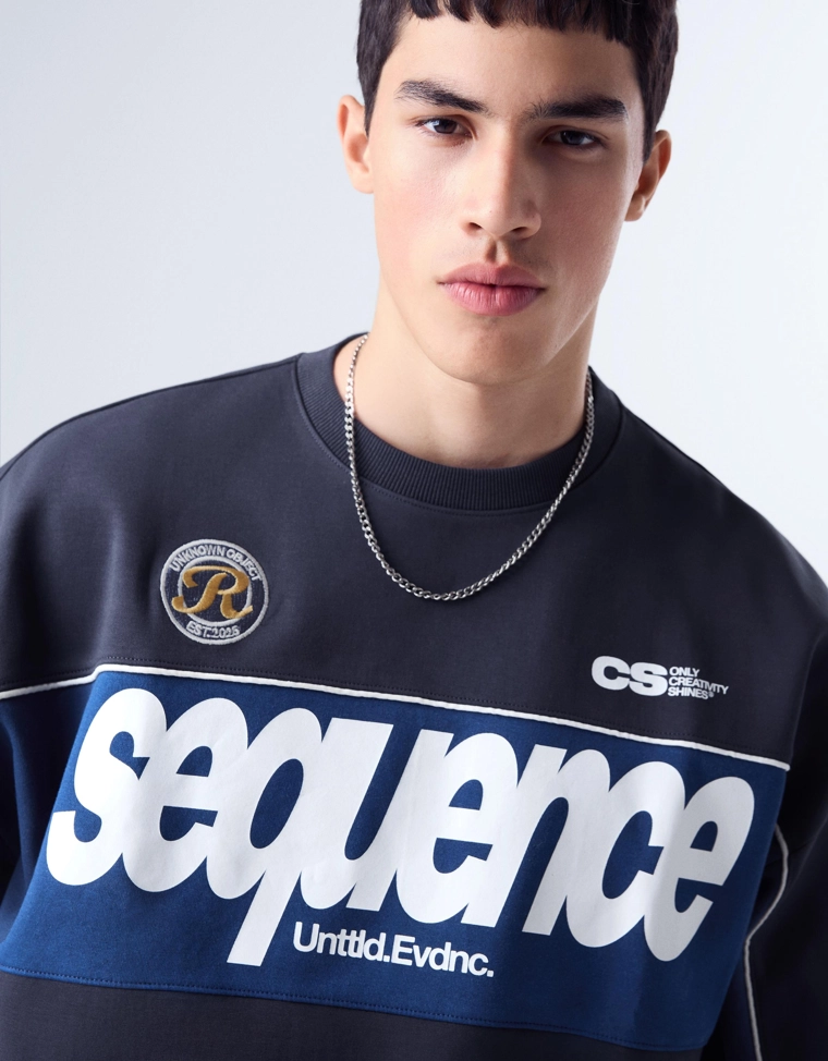 Толстовка с круглым вырезом и принтом