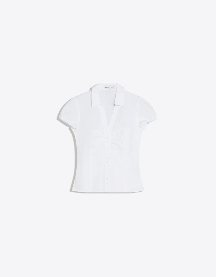 Рубашка из поплина с короткими рукавами и завязками