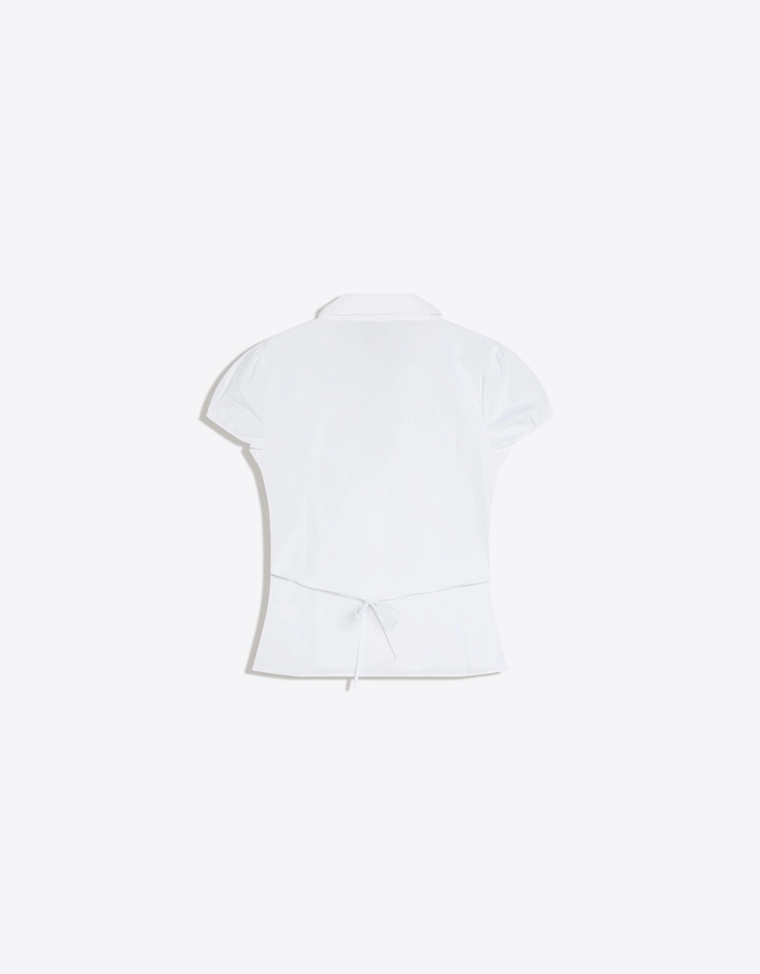 Рубашка из поплина с короткими рукавами и завязками