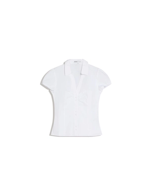 Рубашка из поплина с короткими рукавами и завязками- Заказать в России