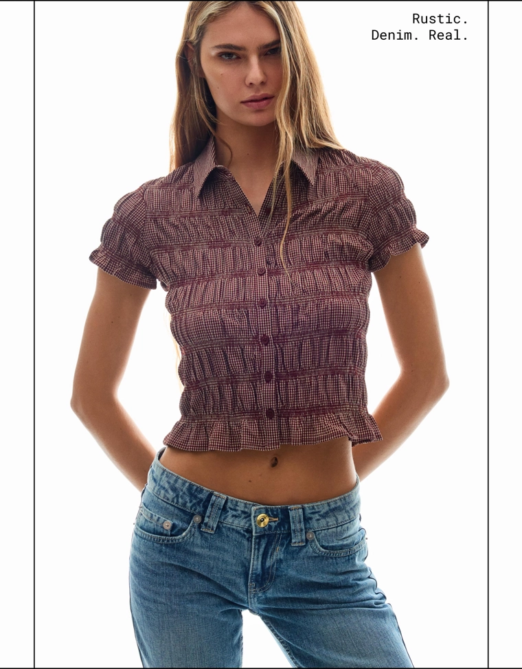 Рубашка с короткими рукавами и сборками