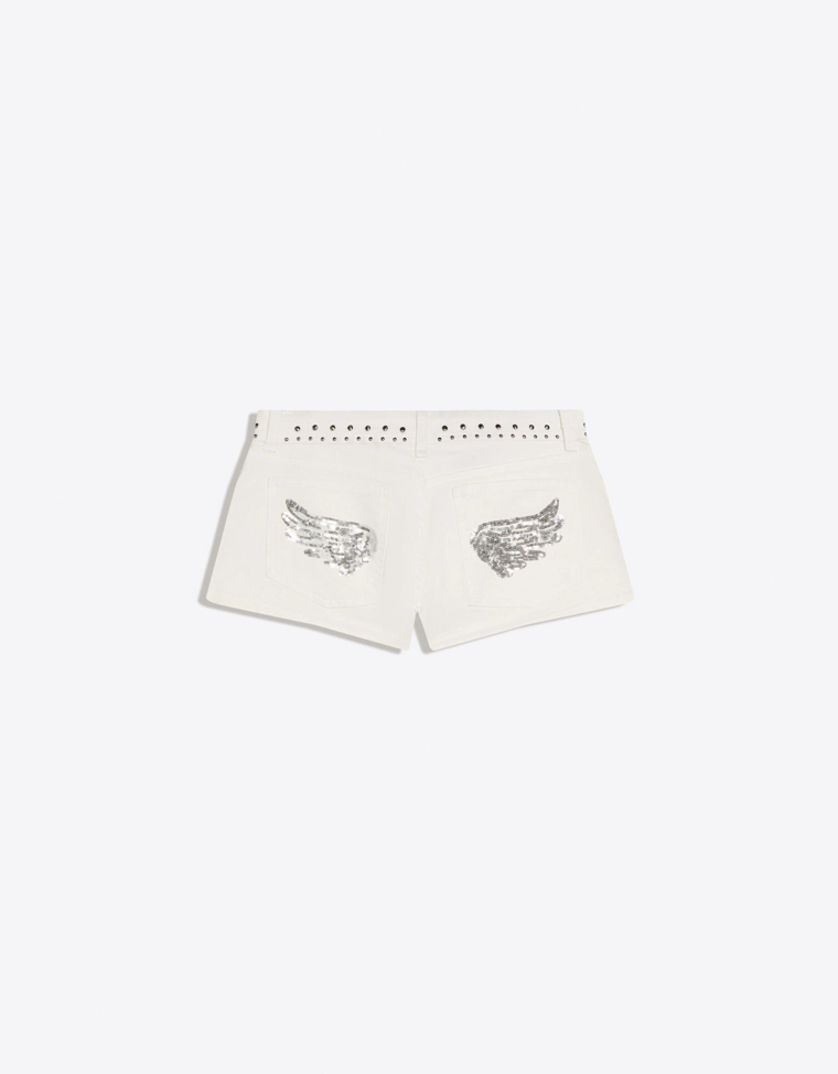 Шорты из твила с заклепками