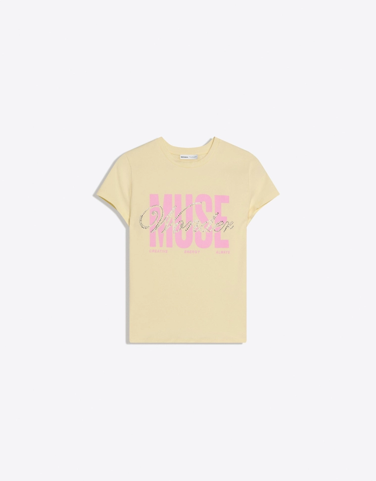 Футболка с короткими рукавами и отделкой strass