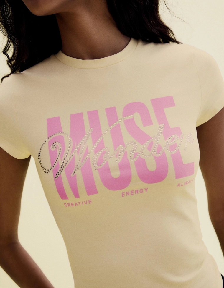 Футболка с короткими рукавами и отделкой strass