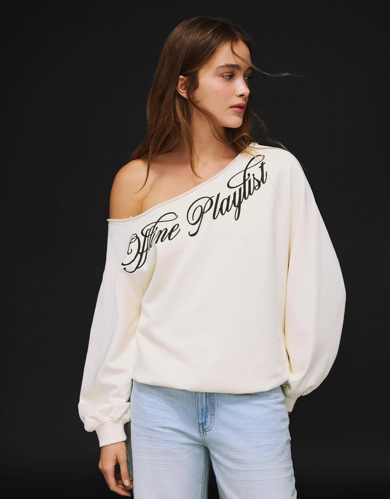 Асимметричная толстовка с принтом