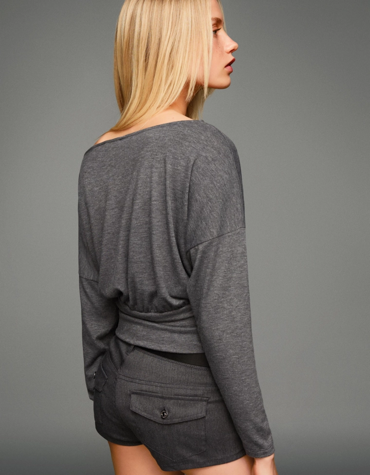 Футболка в полоску с длинными рукавами и поясом