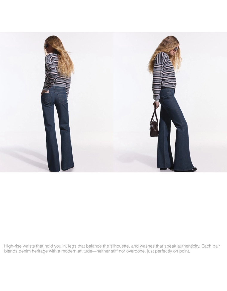 Расклешенные джинсы с низкой посадкой