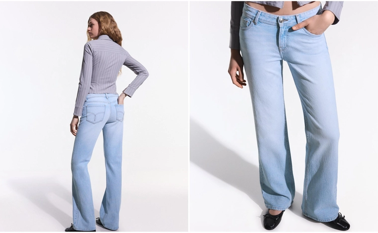 Расклешенные джинсы с низкой посадкой