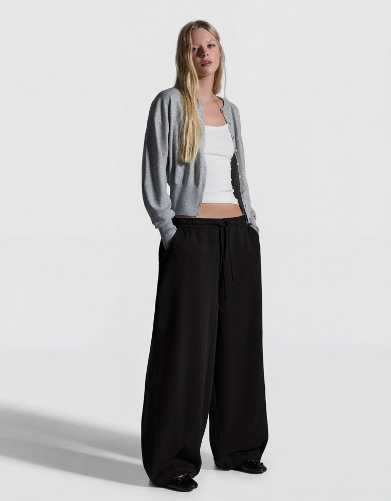 Брюки barrel из мягкой ткани с фиксаторами