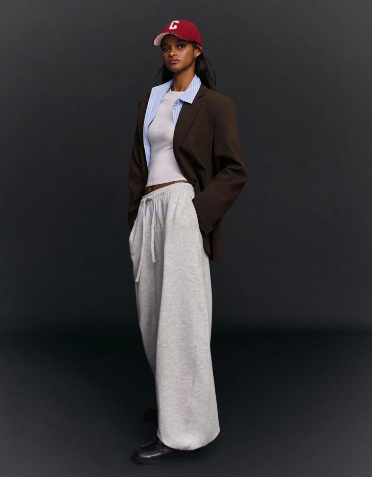 Брюки barrel из мягкой ткани с фиксаторами