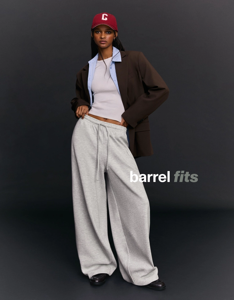 Брюки barrel из мягкой ткани с фиксаторами