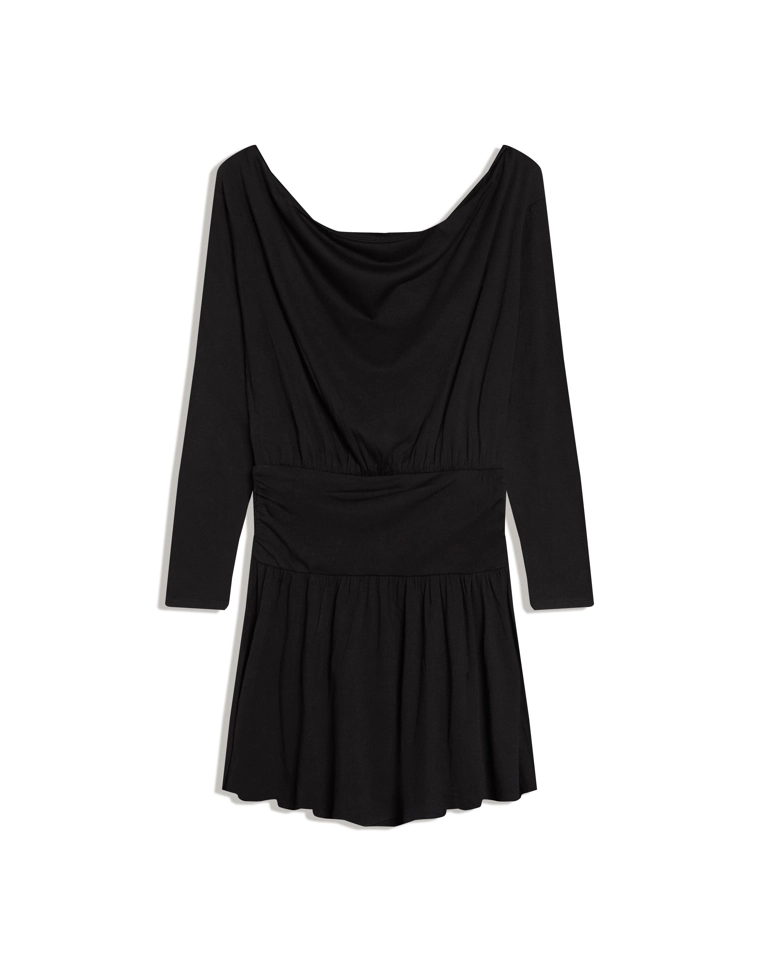 Мини-платье с длинными рукавами и поясом