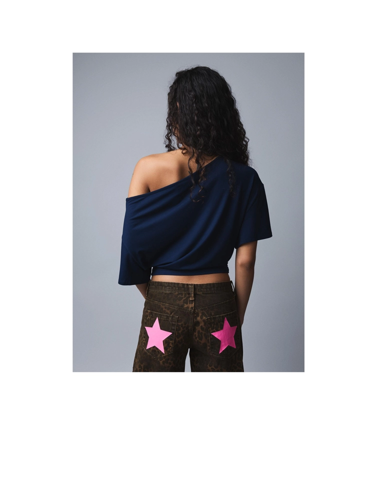 Футболка асимметричного кроя с короткими рукавами