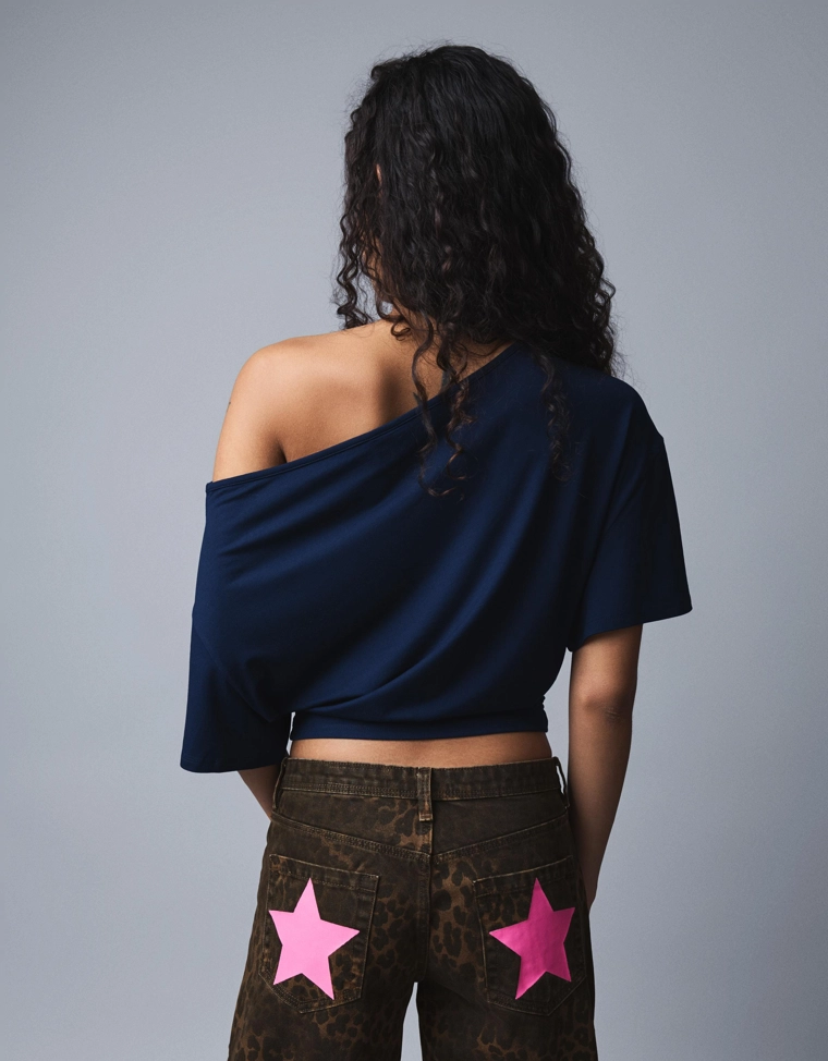 Футболка асимметричного кроя с короткими рукавами