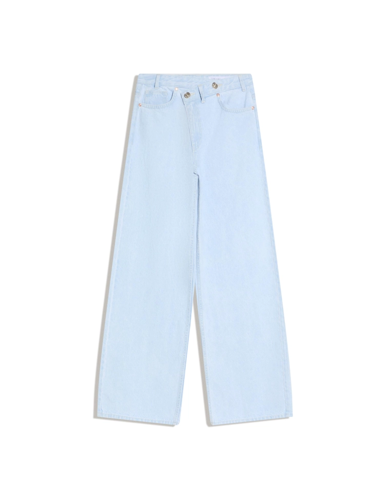 Джинсы с широкими штанинами, высокой посадкой и перекрестным поясом