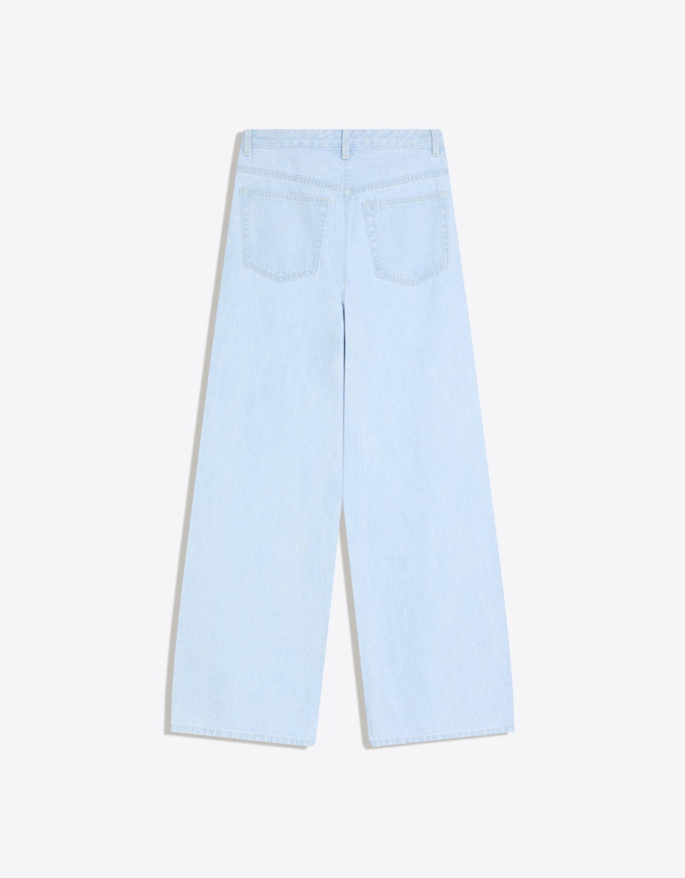 Джинсы с широкими штанинами, высокой посадкой и перекрестным поясом