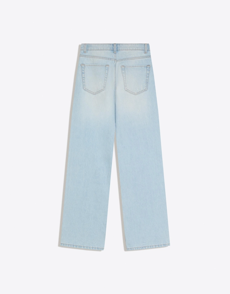 Джинсы прямого кроя с широкими штанинами и высокой посадкой