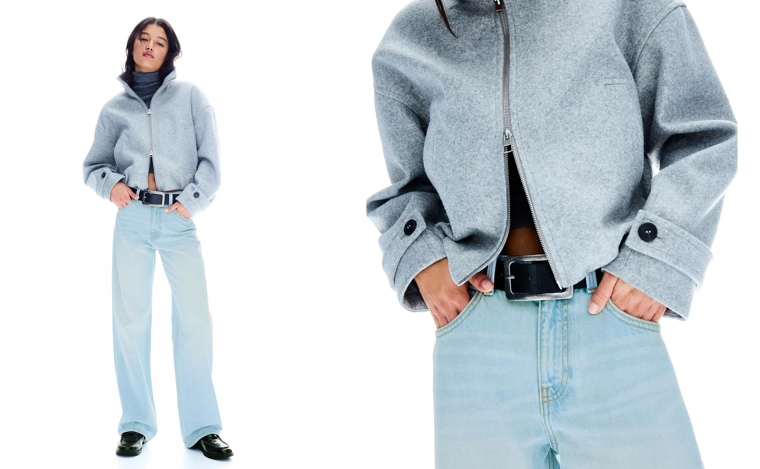 Джинсы прямого кроя с широкими штанинами и высокой посадкой