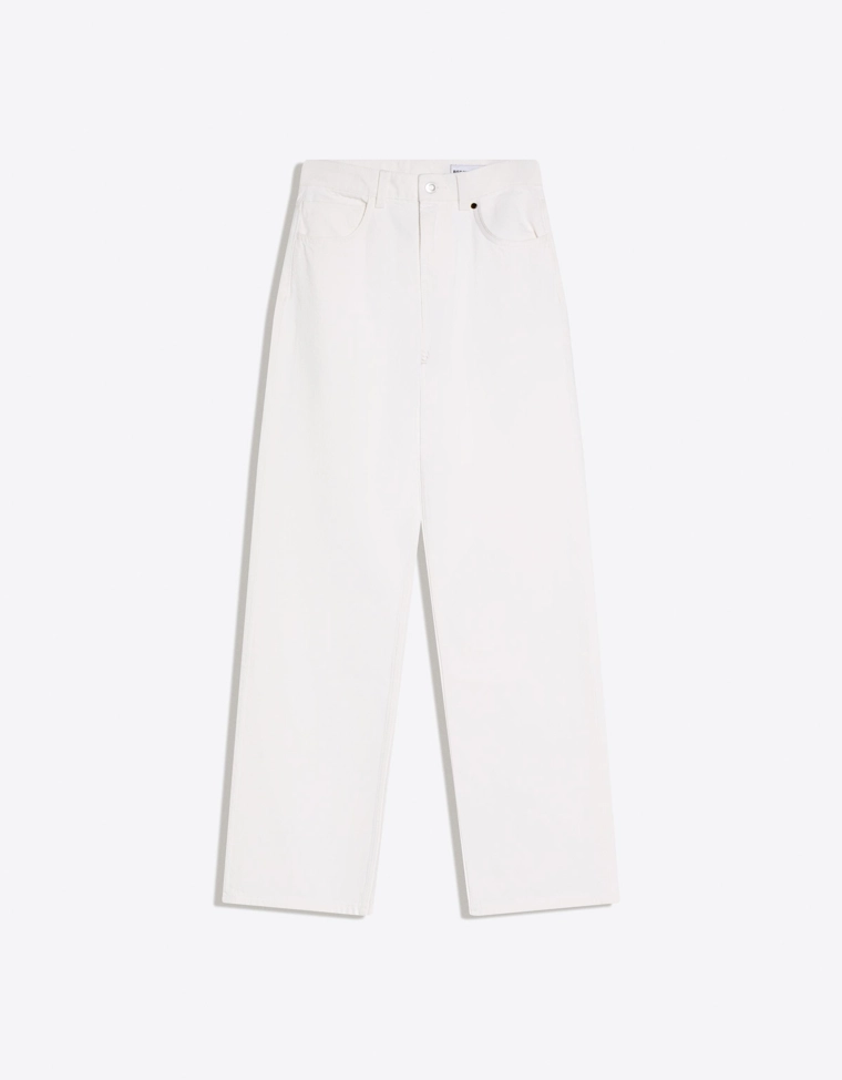 Джинсы прямого кроя с широкими штанинами и высокой посадкой