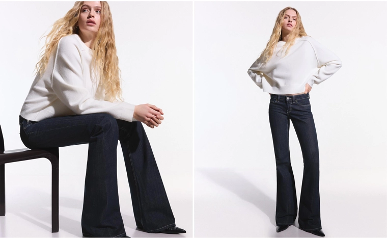 Расклешенные джинсы свободного кроя с низкой посадкой