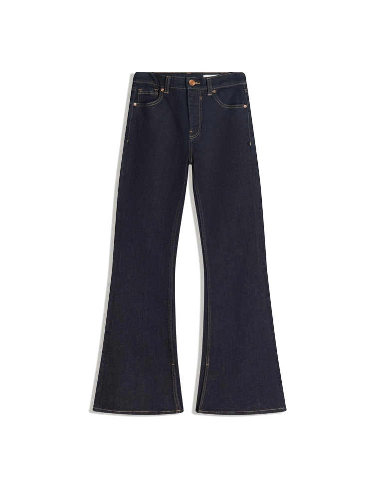 Расклешенные джинсы с высокой посадкой и разрезами