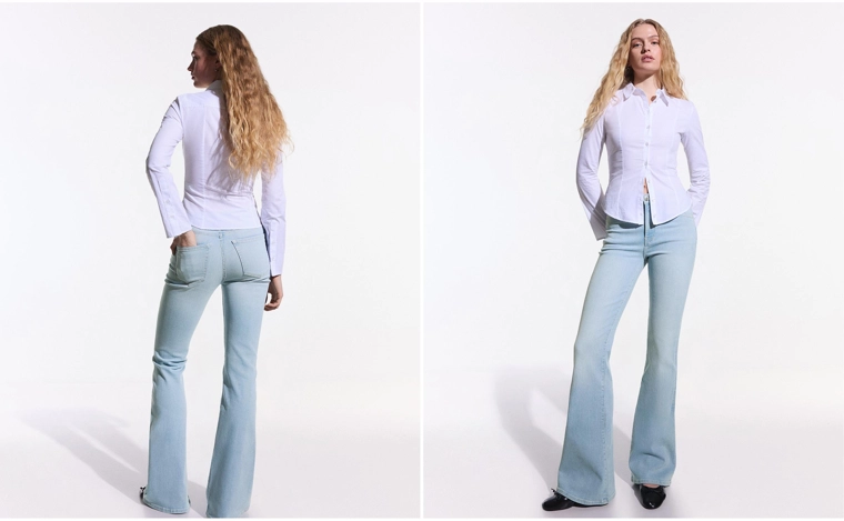 Расклешенные джинсы с высокой посадкой