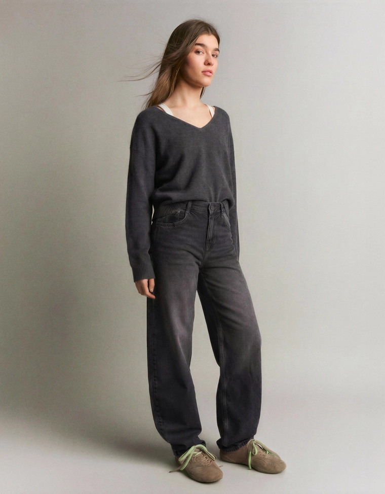 Джинсы barrel с высокой посадкой