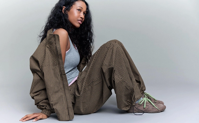 Брюки-парашюты в клетку