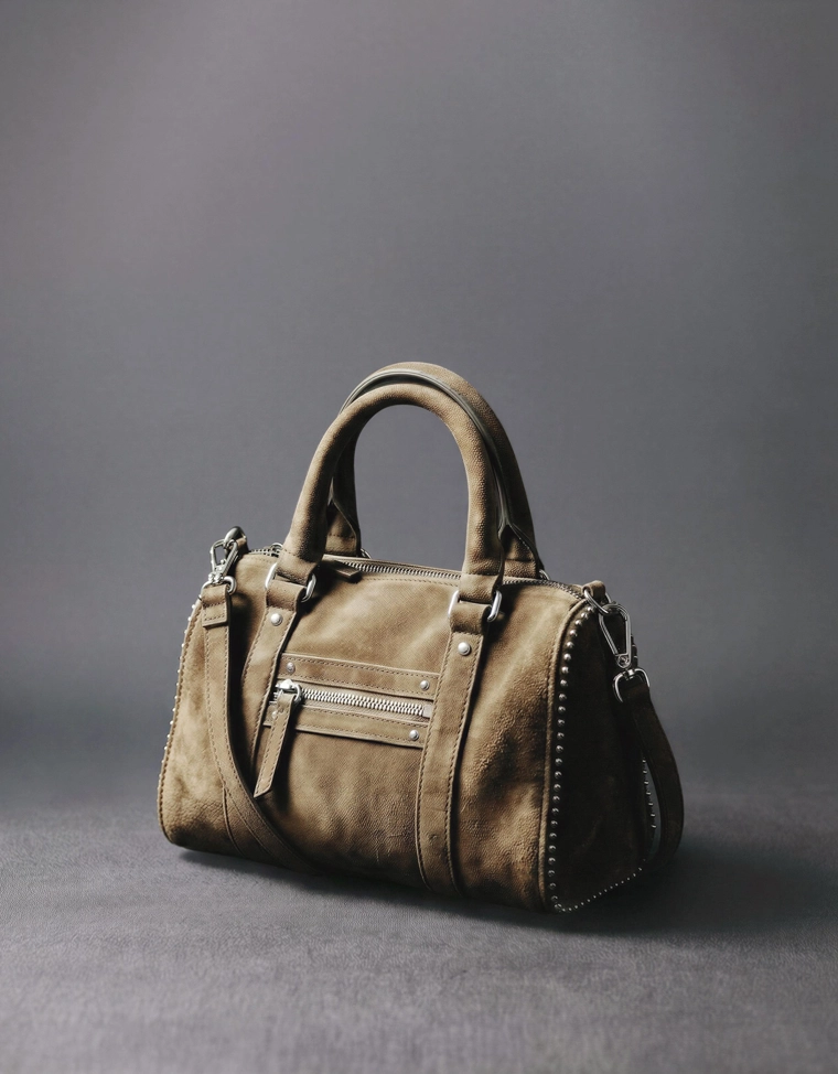 Сумка-боулинг из искусственной замши