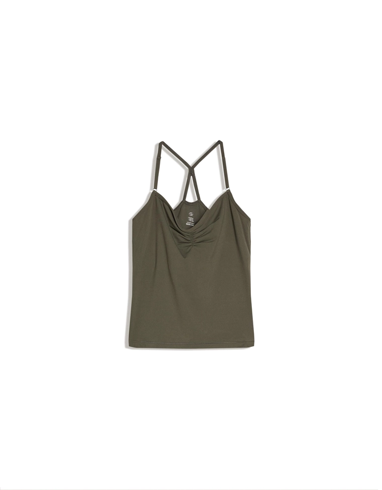 Майка на бретелях со сборкой