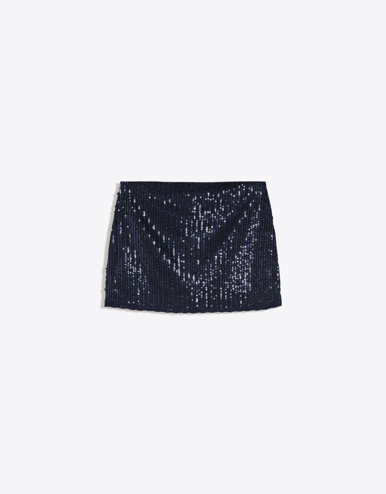 Мини-юбка с пайетками и кружевом
